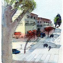 My project in Architectural Sketching with Watercolor and Ink course. Projekt z dziedziny Sketching,  R, sunek, Malowanie akwarelą,  R, sunek architektoniczn, Sketchbook,  R i sunek atramentem użytkownika Luca Antinori - 04.11.2021