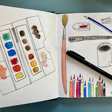 My project in Artistic Watercolor Sketching: Dare to Express Your Ideas course. Un proyecto de Ilustración tradicional, Bocetado, Creatividad, Dibujo, Pintura a la acuarela y Sketchbook de illustrationsbycoline - 05.11.2021