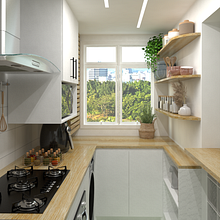 Cozinha Pequena e Funcional. Un proyecto de Diseño de interiores de Juliana Saints - 23.10.2021