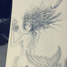 Sirena. Traditional illustration, and Character Design project by Natalia Salazar Hernández - 11.06.2021