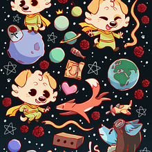 Final Project: The Little Prince - Kawaii-Style Story Illustration course. Projekt z dziedziny Trad, c, jna ilustracja, Projektowanie postaci, Ilustracja c i frowa użytkownika kaceybarton - 06.11.2021