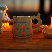 Mesa Vikinga con martillo y jarra cerveza. 3D, and 3D Modeling project by José Javier Ramírez Tornero - 02.03.2021