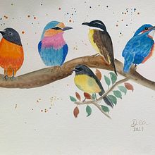 Técnicas expressivas de aquarela para ilustração de pássaros. Projekt z dziedziny Trad, c i jna ilustracja użytkownika Andrea Nascimento - 30.12.2021