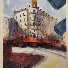 My project in Architectural Sketching with Watercolor and Ink course. Projekt z dziedziny Sketching,  R, sunek, Malowanie akwarelą,  R, sunek architektoniczn, Sketchbook,  R i sunek atramentem użytkownika Dana Oniga - 10.11.2021