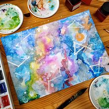 Mój projekt z kursu: Nowoczesne techniki akwareli - GALAKTYKA. Un progetto di Illustrazione tradizionale, Belle arti, Pittura e Pittura ad acquerello di basia_b - 13.11.2021