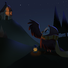 My project in Lighting Principles for Digital Painting Course_Owl at Night Ein Projekt aus dem Bereich Traditionelle Illustration, Digitale Illustration und Digitale Malerei von Khalid Alhamdan - 08.11.2021