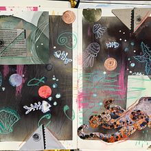 Aquatic life. Un projet de Esquisse , Créativité, Dessin, Aquarelle, Carnet de croquis, Collage, Illustration à l'encre , et Peinture de kadijewka - 15.11.2021
