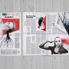 Newspaper article about mental health. Un progetto di Illustrazione tradizionale e Graphic design di Mentiradeloro Esther Cuesta - 15.11.2021