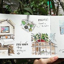 Phu Quoc trip with a Prince. Traditional illustration, Architectural Illustration, Watercolor Painting, and Sketchbook project by Sonate Le - 10.31.2021