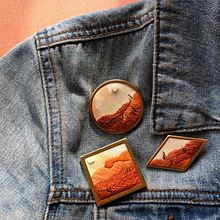 Embroidered Desert Landscape Pin. Accessor, Design, Arts, Crafts, Jewelr, Design, and Embroider project by Melissa - 11.15.2021