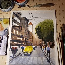 My project in Urban Landscapes in Watercolor course. Un proyecto de Bellas Artes, Pintura a la acuarela e Ilustración arquitectónica de Chiara Orlandini - 18.11.2021