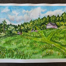 Desde el "Cortijo". Een project van  Beeldende kunst, Schilderij y Aquarelschilderen van Amelia Cazorla - 22.11.2021