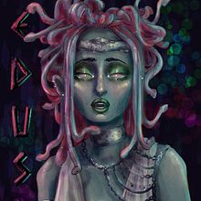 Medusa. Un proyecto de Ilustración tradicional, Ilustración digital, Pintura digital y Diseño de personajes de Chiara Gagliardini - 23.11.2021