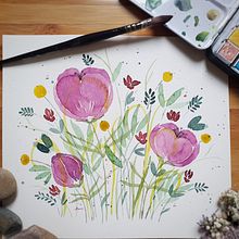 Mein Kursprojekt: Blumen-Kompositionen mit Aquarell malen. Un progetto di Illustrazione tradizionale, Belle arti, Pittura, Pittura ad acquerello, Illustrazione botanica e Illustrazione naturalistica di Antonia Alb - 23.11.2021