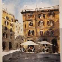 My project in Modern Techniques for Watercolor Cityscapes course. Projekt z dziedziny  Malarstwo i Malowanie akwarelą użytkownika Dana Oniga - 23.11.2021