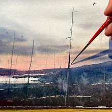 Atmospheric landscape in watercolor. Watercolor Painting project by Christian Koivumaa - 11.24.2021