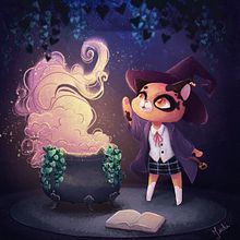 Magia Felina . Ilustrasi tradisional, Desain Karakter, Kreativitas, Ilustrasi Digital & Ilustrasi Anak-Anak proyek oleh Judi Azambuja Leote - 11.24.2021