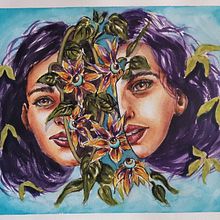 My project in Watercolor Portraits Inspired by Nature course. Projekt z dziedziny  Malarstwo, Malowanie akwarelą i Portret użytkownika Dana Oniga - 26.11.2021