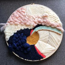 Mon projet du cours : Tissage, broderie et punch needle : création d'un tableau textile. Projekt z dziedziny Projektowanie dodatków, Craft,  Haft,  Dekoracja wnętrz,  Tkactwo i  Haft pętelkow użytkownika eliane_brise - 27.11.2021
