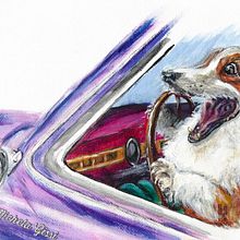My funny driving dog. Un proyecto de Ilustración tradicional y Pintura acrílica de Michela Gissi - 22.11.2021