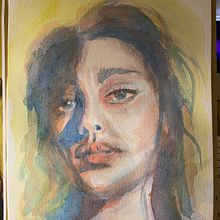 My project in Artistic Portrait with Watercolors course. Fine Arts, Painting, Watercolor Painting, and Portrait Drawing project by Marina Homenko - 11.23.2021