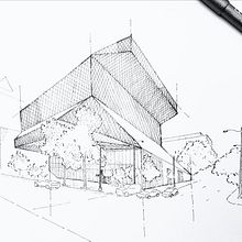 Seattle Central Library - OMA. Esboçado e Ilustração tradicional projeto de Thiago Ranzatti - 02.12.2018