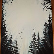 Forêt d'hiver à l'acrylique . Een project van Traditionele illustratie, Schilderij,  Acr y lschilderij van Catherine - 27.01.2021