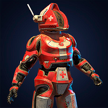 Medic unit spacesuit. 3D Character Design, 3D Modeling, 3D, and Rigging project by Pablo Vietto Ouviña - 10.19.2018