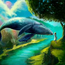 Flying Whales . Traditional illustration, Character Design, Digital Illustration, and Digital Drawing project by Adrián Rayón - 12.09.2021