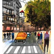Mein Kursprojekt: Stadtlandschaften in Aquarell. Projekt z dziedziny  Sztuki piękne, Malowanie akwarelą,  R i sunek architektoniczn użytkownika pm_dieckert - 01.12.2021