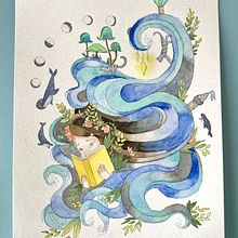 Project #1: Watercolor Techniques for Dreamlike Illustrations course. Un projet de Illustration traditionnelle, Dessin, Aquarelle et Illustration éditoriale de Siara Gogh - 02.12.2021