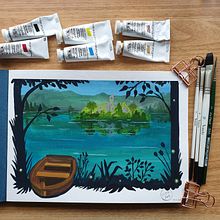 My project in Painting Atmospheric Landscapes with Gouache course. Un projet de Illustration traditionnelle, Peinture , et Peinture gouache de Diana Poell - 03.12.2021