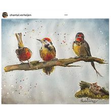My project in Artistic Watercolor Techniques for Illustrating Birds course, “Little Mouse and his Friends”. Un proyecto de Ilustración tradicional, Pintura a la acuarela e Ilustración naturalista				 de Chantal Verheijen - 01.10.2021