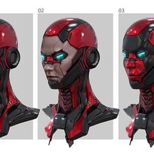 Cybernetic head designs. Traditional illustration, Concept Art, and Digital Illustration project by Abrar Khan - 12.05.2021