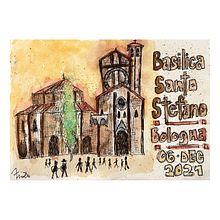 Basilica Santo Stefano. Un progetto di Illustrazione tradizionale, Bozzetti, Creatività, Disegno, Pittura ad acquerello e Sketchbook di Michael Fride - 07.12.2021