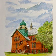 Oklahoma State University – Old Central. Watercolor Painting project by Errick Braggs - 12.07.2021