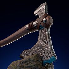 Old nordic axe. Een project van 3D,  3D-modellering,  Concept art y  3D-ontwerp van Oscar Martinez - 07.12.2021
