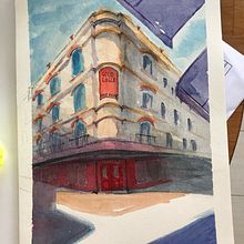 My project in Architectural Sketching with Watercolor and Ink course. Sketching, Drawing, Watercolor Painting, Architectural Illustration, Sketchbook & Ink Illustration project by misziynaddie - 12.06.2021