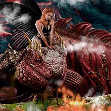 The fairy and the fire lizard. Un proyecto de Fotomontaje e Ilustración tradicional de Mattia Amadei - 27.11.2021