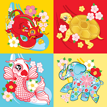 Asia Society Texas Center Lunar New Year Pin Illustrations. Traditional illustration, Graphic Design, Marketing, and Vector Illustration project by Katharine Kearns - 01.15.2020