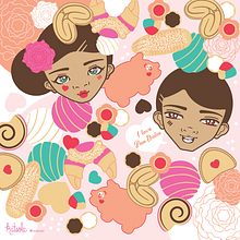 Sweet Like Pan Dulce Market Selfie-Wall. Design, Traditional illustration, Character Design, Digital Illustration, and Painting project by Katharine Kearns - 10.05.2019