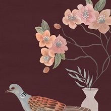 Tourterelles et hellébores : design et composition. Traditional illustration, Accessor, Design, Fashion Design, Printing, and Gouache Painting project by Véronique Gaudiot - 12.11.2021