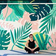 Mural for Orthodontics Only. Ilustração tradicional, Direção de arte, e Design floral e vegetal projeto de Amaranta Martínez - 10.12.2021
