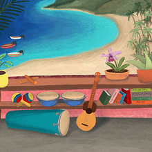 Zoom Background for Virtual Music Classroom. Traditional illustration project by Nicole Smillo - 12.10.2021