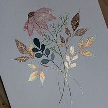 Metallic flowers & leaves . Traditional illustration, Fine Arts, Creativit, Drawing, Watercolor Painting, Realistic Drawing, Artistic Drawing, Botanical Illustration, and Naturalistic Illustration project by Lisi - 12.10.2021
