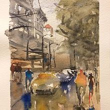 My project in Urban Landscapes in Watercolor course. Un proyecto de Bellas Artes, Pintura a la acuarela e Ilustración arquitectónica de Linda Schneider - 12.12.2021