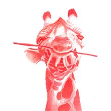 Giraffe Eating Stick. Ilustração tradicional, e Pintura em aquarela projeto de Shannon Carter - 25.10.2021