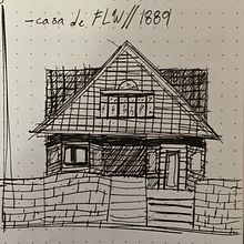 Dibujo a mano alzada, Casa de Frank Lloyd Wright. Ilustração tradicional, Design, e Arquitetura projeto de Emilio Sanchez Moreno - 28.04.2020