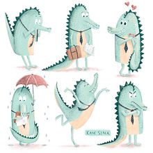 Alligator Character Page. Children's Illustration, Traditional illustration, and Digital Illustration project by Katie Stack - 12.14.2021