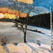 hiver en fin de journee Ein Projekt aus dem Bereich Aquarellmalerei von cormier_susanne - 14.12.2021